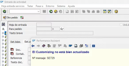 Mensaje SE 729: El Customizing no está bien actualizado – ML81N ME21N ME51N después de upgrade S/4HANA